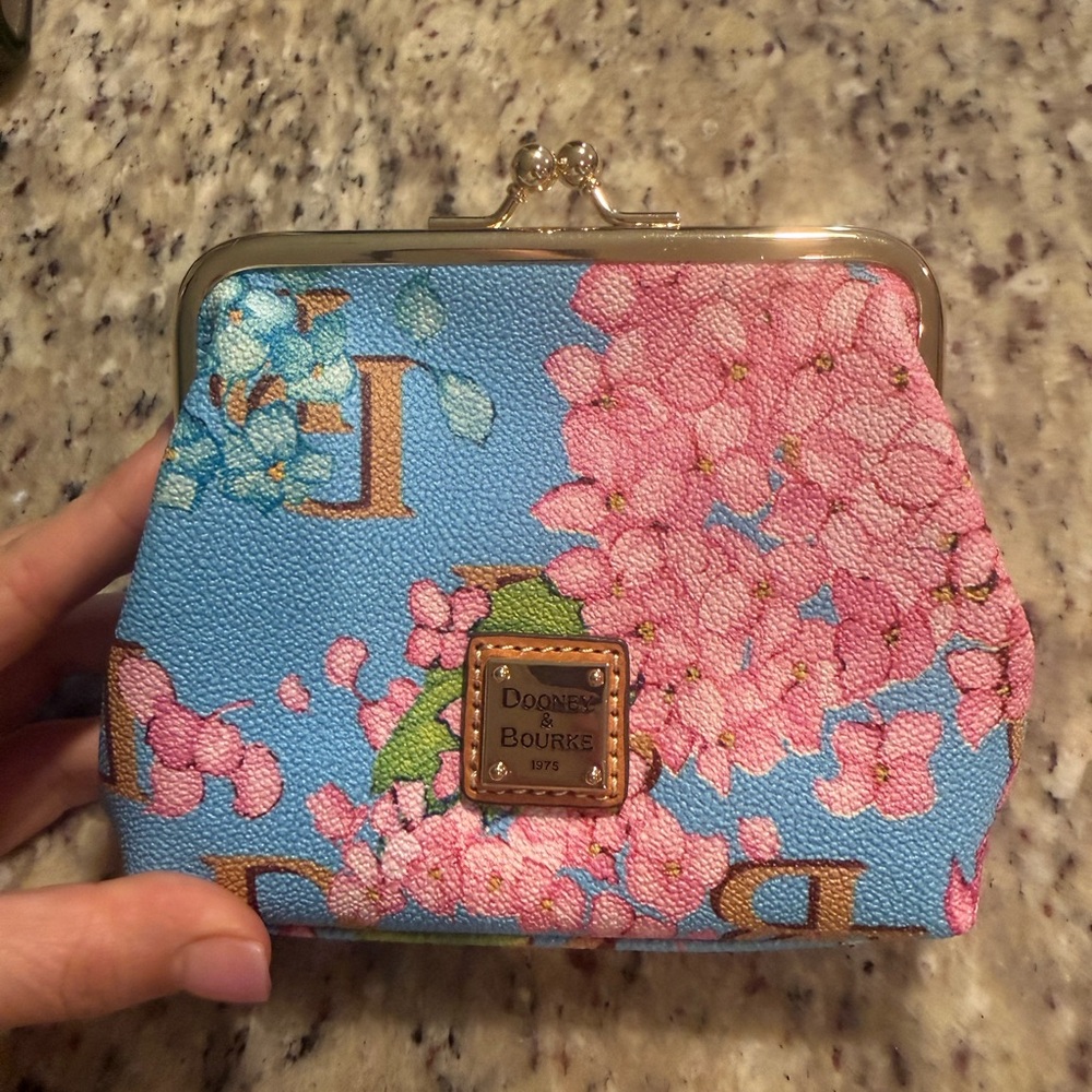 Dooney & Bourke Blue and Pink Floral Coin Purse